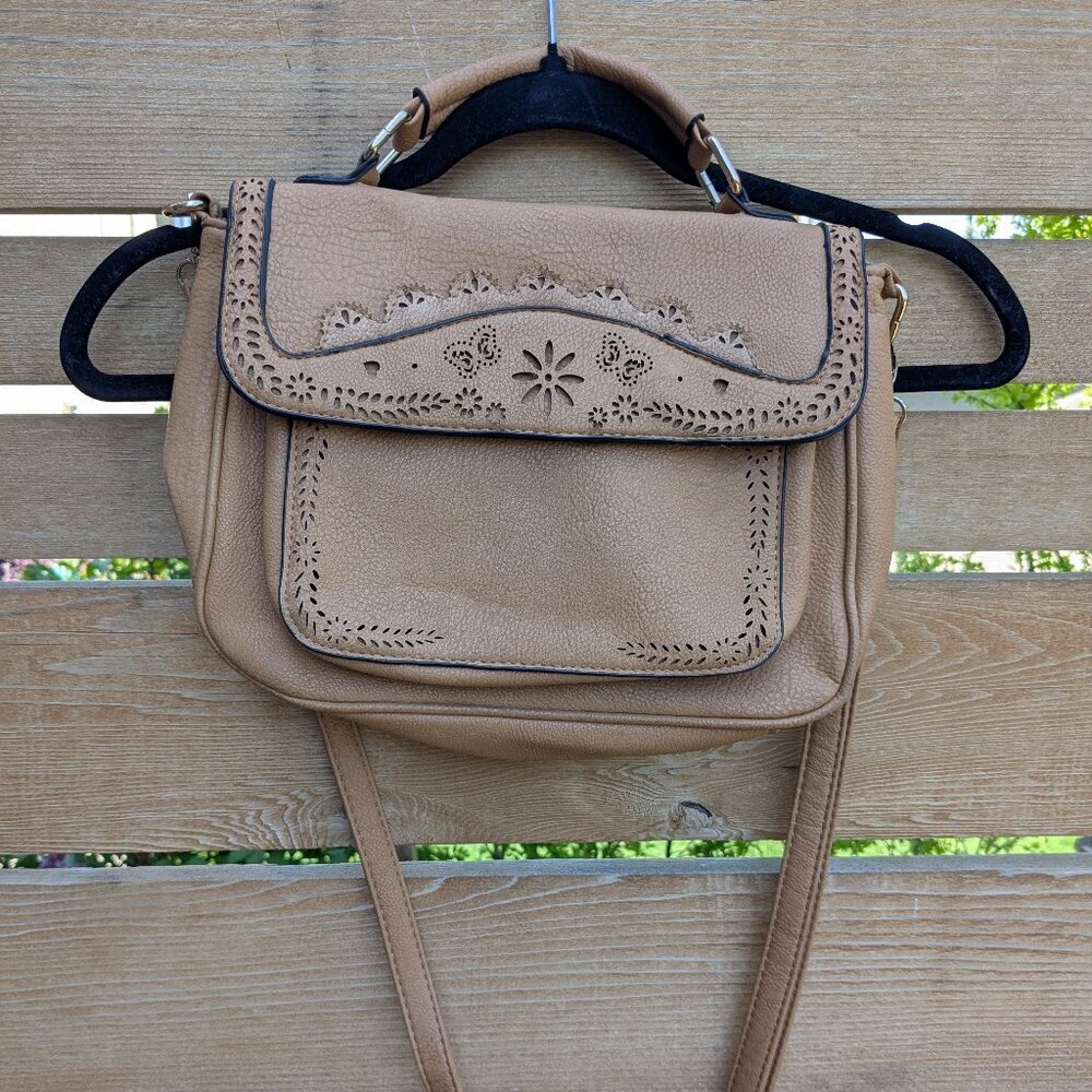 Vintage Laser Cut Leather crossbody bag